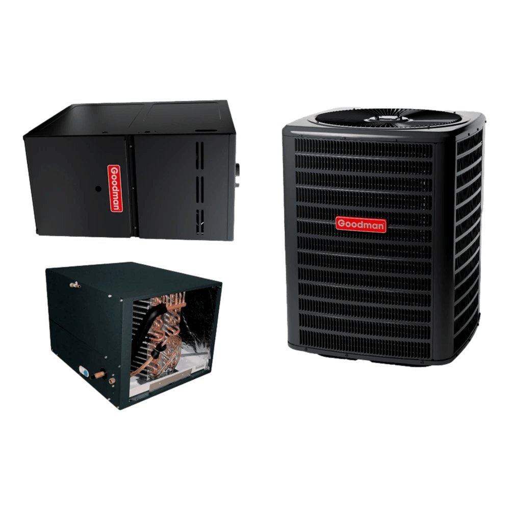 Goodman 16 SEER 3 TON complete split HORIZONTAL AC system with NEW 9 SPEED furnace