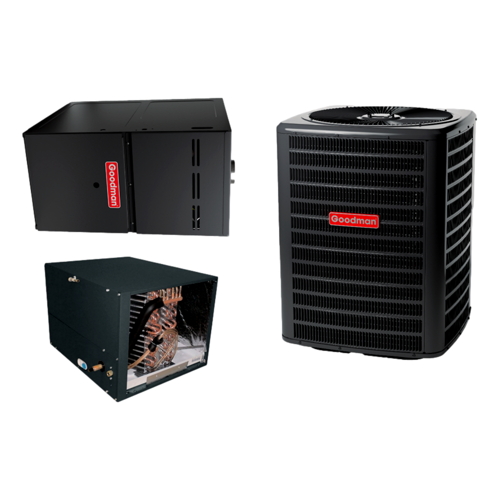 Goodman 2.5 TON 15 SEER2 Horizontal AC system with 80% AFUE 80k BTU Low NOx Furnace (GSXM403010, CHPTA3630C4, GM9S800804CX)