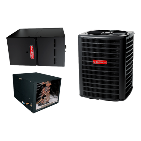 Goodman 1.5 TON 14.5 SEER2 Horizontal AC system with 80% AFUE 80k BTU Furnace (GSXM401810, CHPTA1822B4, GM9S800803BN)