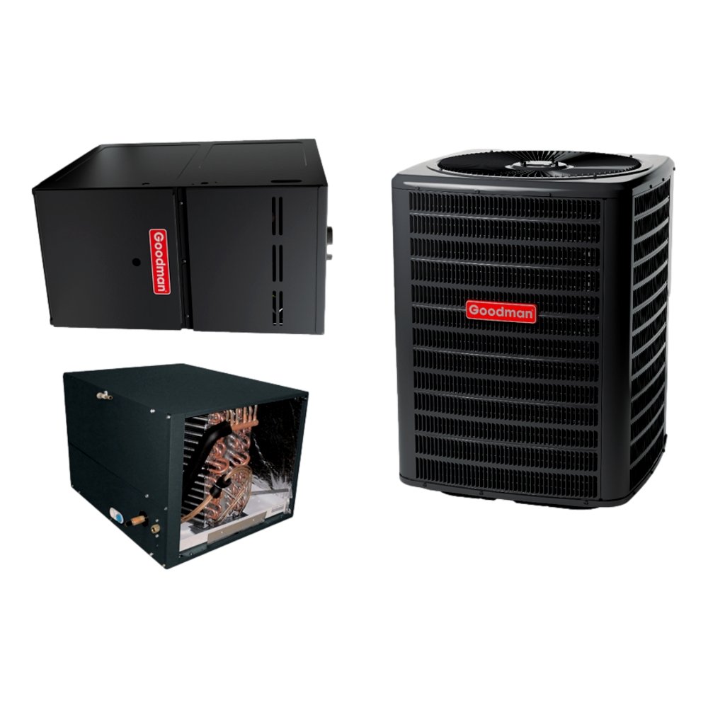 Goodman 2.5 TON 15.2 SEER2 Horizontal Heat Pump system with 80% AFUE 80k BTU 2 stage Low NOx Furnace (GSZH503010, CHPTA3026C4, GMVC800804CX)