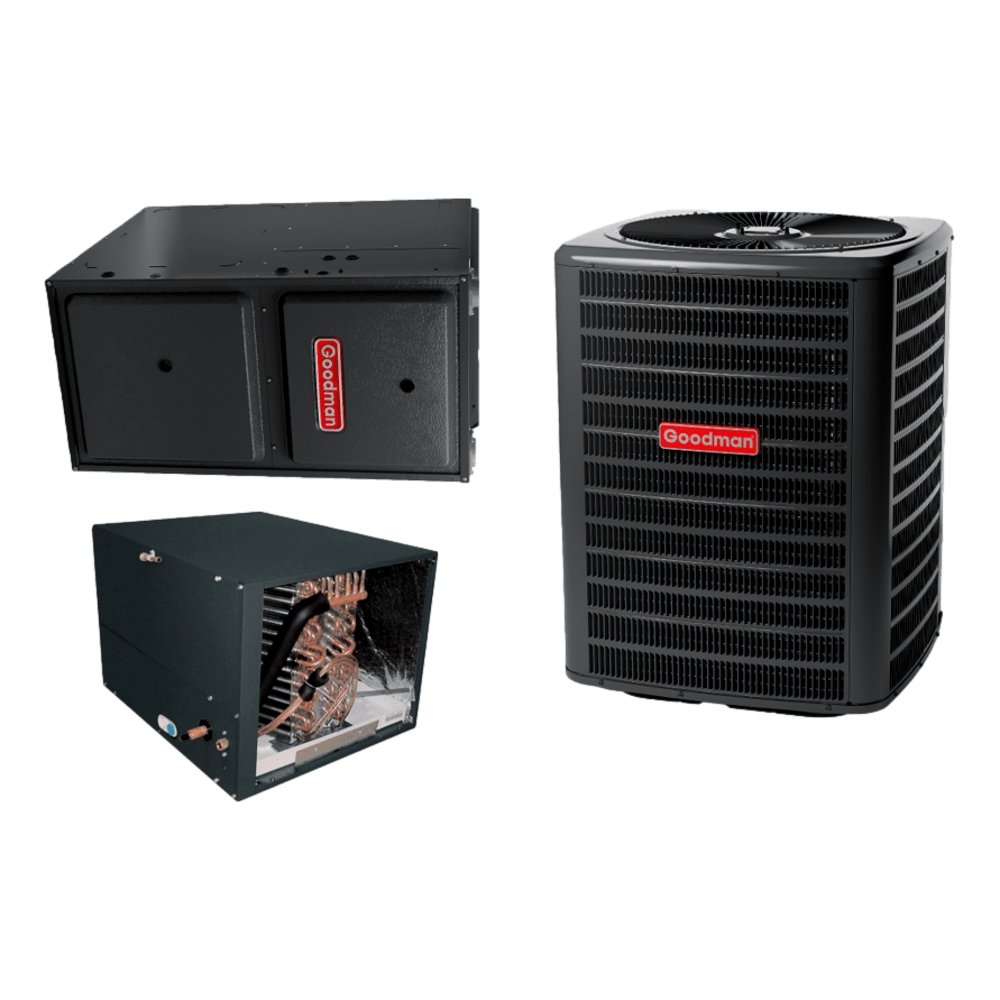 Goodman 16 SEER 3 TON complete split HORIZONTAL AC system with NEW 9 SPEED furnace
