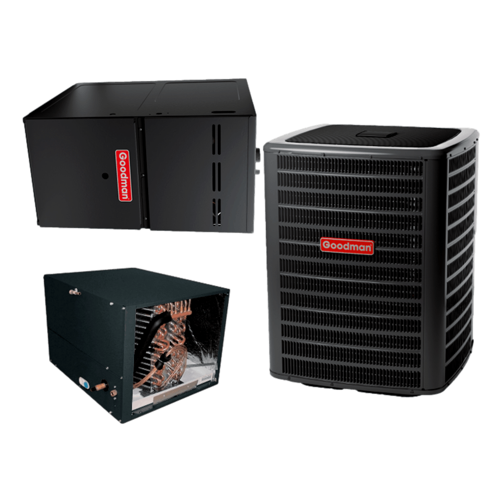 Goodman 18 SEER 2 Stage 3.0 TON complete split HORIZONTAL AC system with Luxury class furnace
