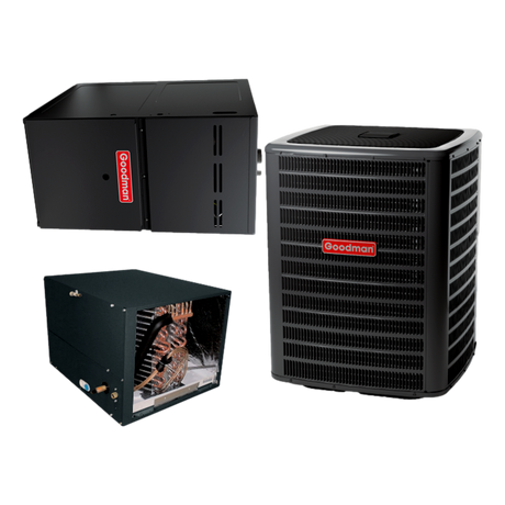 Goodman 3 TON 16.5 SEER2 Horizontal AC system with 80% AFUE 80k BTU 2 stage Low NOx Furnace (GSXC703610, CHPTA3630C4, GMVC800805CX)