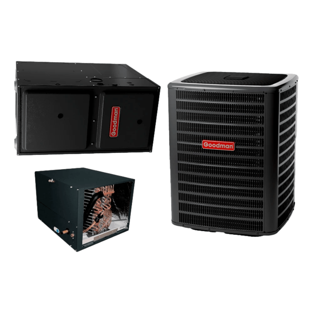 Goodman 16 SEER 2 Stage 5.0 TON complete split HORIZONTAL AC system with Luxury class furnace