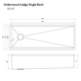 ZLINE 43" Garmisch Undermount Single Bowl Kitchen Sink with Bottom Grid and Accessories (SLS)