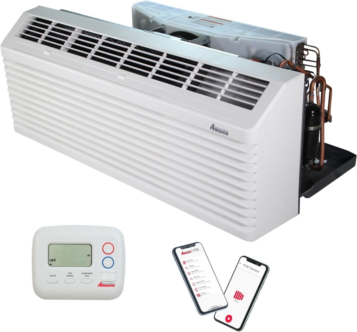 AMANA PTAC 15,000 BTU Air Conditioner Heat Pump PTH153K35AXXX with 3.5 kW Heater 20 Amp plug, White