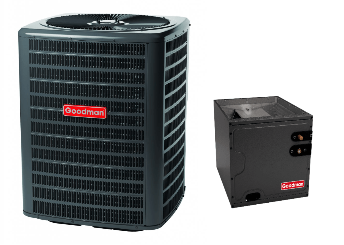 Goodman GSXH501810, CAPTA1818B4 1.5 TON 14.3 SEER2 AC Only condenser and  vertical coil