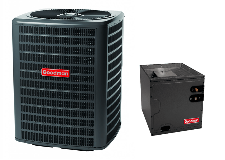 Goodman 1.5 TON 14.3 SEER2 AC Only condenser and vertical coil (GSXH501810,  CAPTA2422A4)