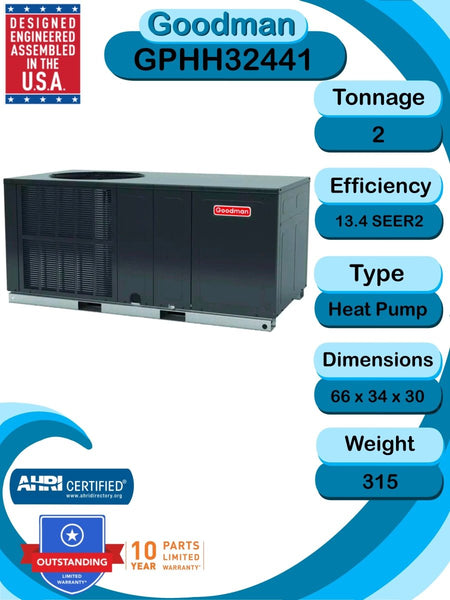 goodman-2-ton-134-seer2-heat-