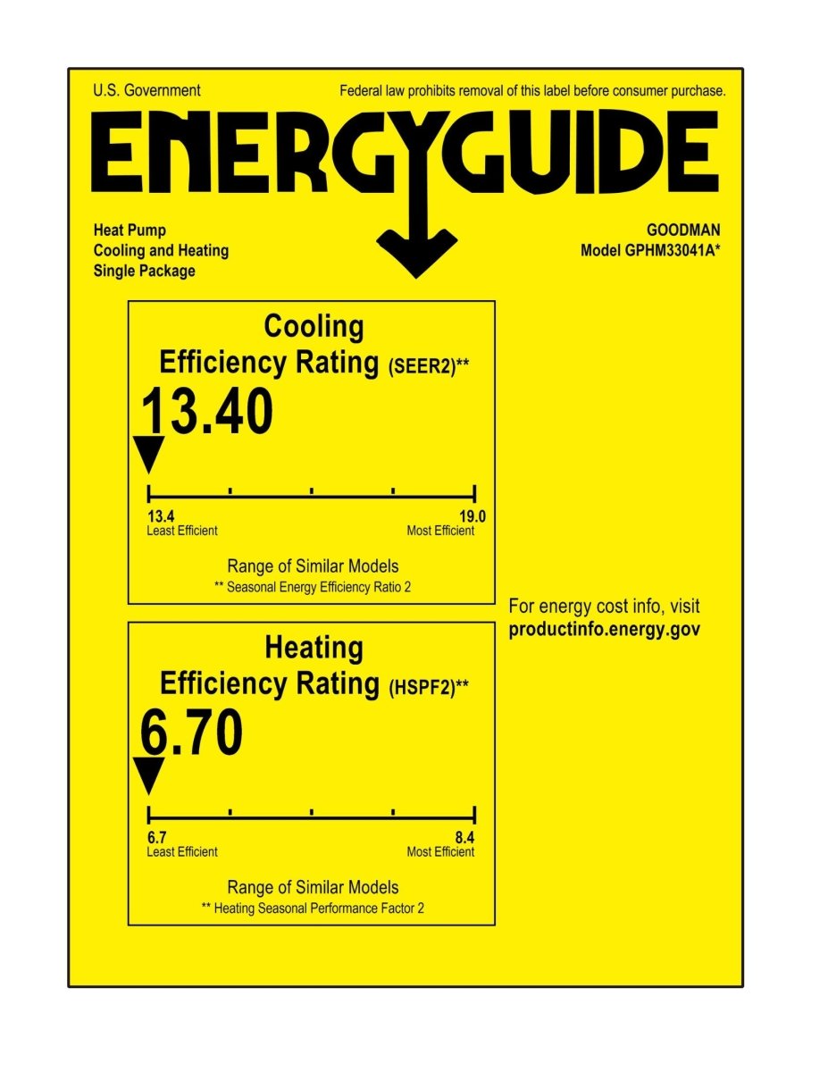 Goodman 2.5 TON 13.4 SEER2 Heat Pump Packaged Unit (GPHM33041)