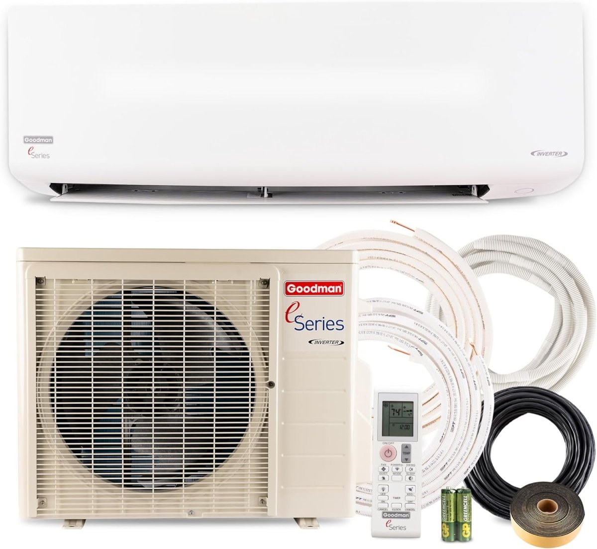 Goodman Mini Split 18,000 BTU 18 SEER2, Inverter Ductless Air Conditioner with Heat Pump System, Energy-Efficient Mini Split Air Conditioner, Installation Kit Included, 230V