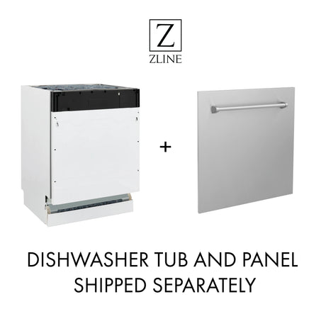 ZLINE 18" Tallac Series 3rd Rack Top Control Dishwasher in Custom Panel Ready with Stainless Steel Tub, 51dBa (DWV-18)