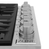 ZLINE 36" Dropin Gas Stovetop with 6 Gas Burners and Black Porcelain Top (RC36-PBT)