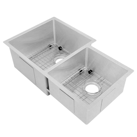 ZLINE 32" Jackson Undermount Double Bowl Kitchen Sink with Bottom Grid (SRDR-32)