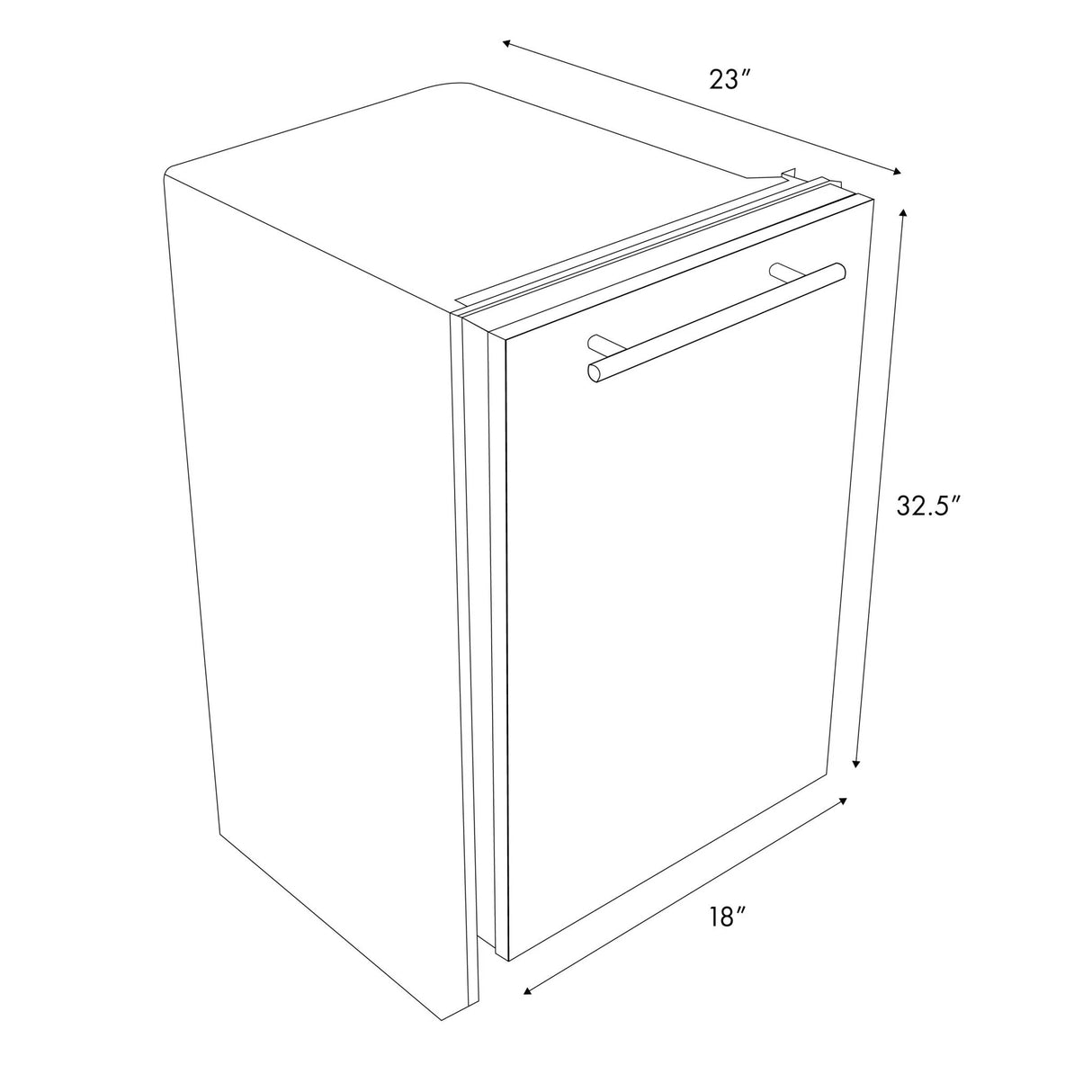 ZLINE 18 in. Compact Top Control Dishwasher 120-Volt with Stainless Steel Tub and Traditional Style Handle