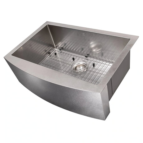 ZLINE 30" Zermatt Farmhouse Apron Mount Single Bowl Kitchen Sink with Bottom Grid (SAS-30)