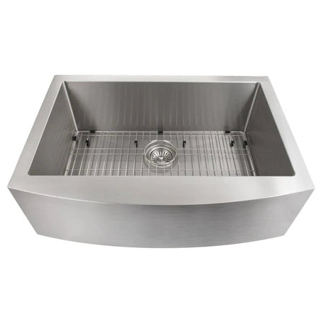ZLINE 30" Zermatt Farmhouse Apron Mount Single Bowl Kitchen Sink with Bottom Grid (SAS-30)