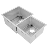 ZLINE 32" Jackson Undermount Double Bowl Kitchen Sink with Bottom Grid (SRDR-32)