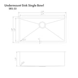ZLINE 33" Meribel Undermount Single Bowl Kitchen Sink with Bottom Grid (SRS-33)