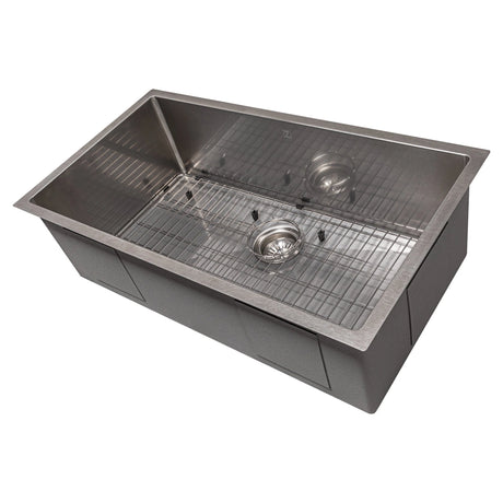 ZLINE 33" Meribel Undermount Single Bowl Kitchen Sink with Bottom Grid (SRS-33)