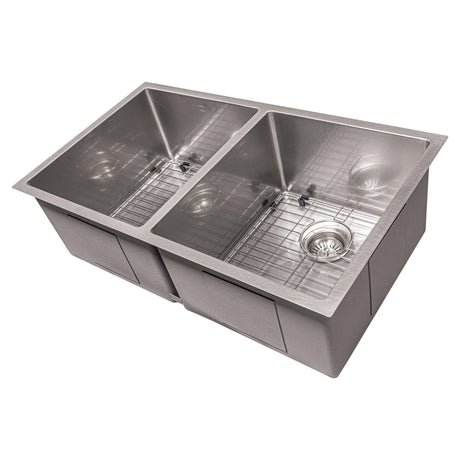 ZLINE 33" Anton Undermount Double Bowl Kitchen Sink with Bottom Grid (SR50D-33)