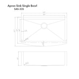 ZLINE 33" Vail Farmhouse Apron Mount Single Bowl Kitchen Sink with Bottom Grid (SAS)