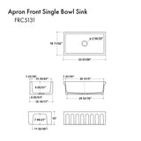 ZLINE 33" Venice Farmhouse Apron Front Single Bowl Reversible Fireclay Kitchen Sink with Bottom Grid (FRC5131)