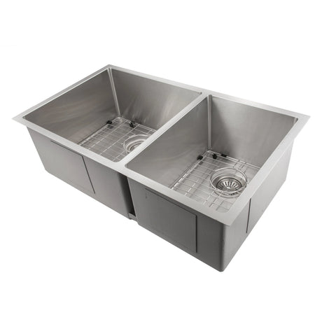 ZLINE 36" Chamonix Undermount Double Bowl Kitchen Sink with Bottom Grid (SR60D-36)