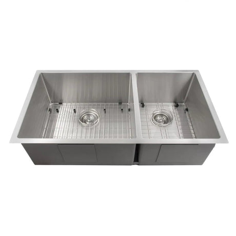 ZLINE 36" Chamonix Undermount Double Bowl Kitchen Sink with Bottom Grid (SR60D-36)