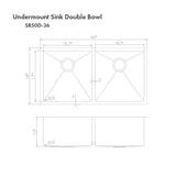 ZLINE 36" Anton Undermount Double Bowl Kitchen Sink with Bottom Grid (SR50D-36)