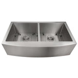 ZLINE 36" Niseko Farmhouse Apron Mount Double Bowl Kitchen Sink with Bottom Grid (SA50D)