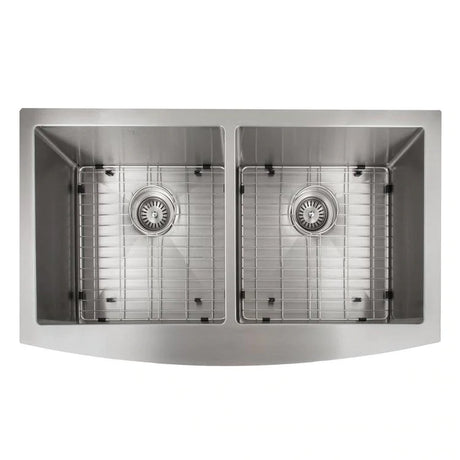ZLINE 36" Niseko Farmhouse Apron Mount Double Bowl Kitchen Sink with Bottom Grid (SA50D)