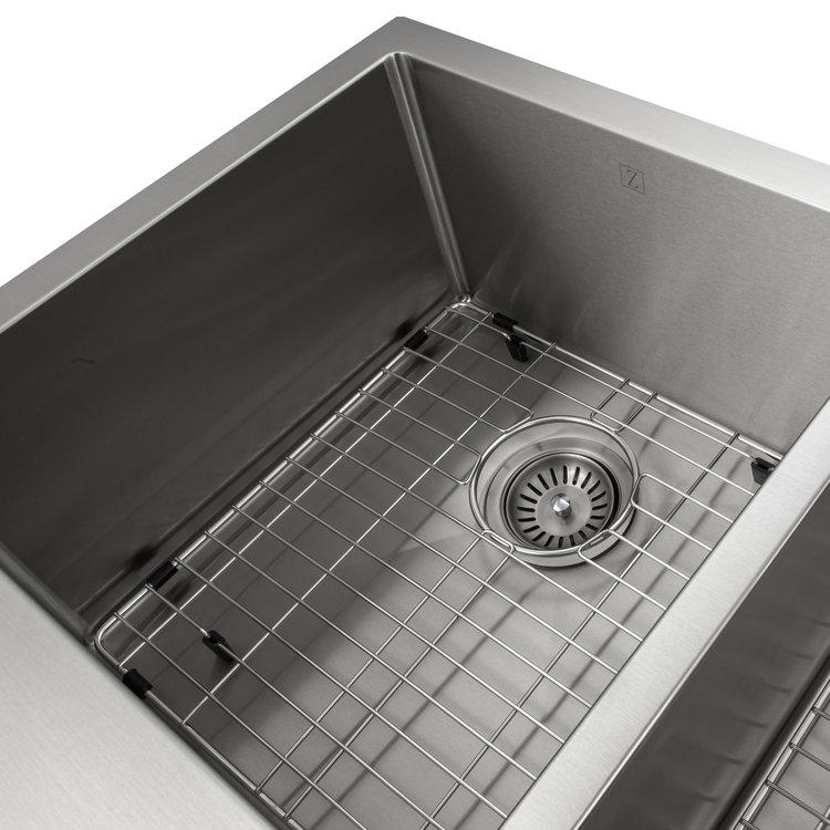 ZLINE 36" Niseko Farmhouse Apron Mount Double Bowl Kitchen Sink with Bottom Grid (SA50D)