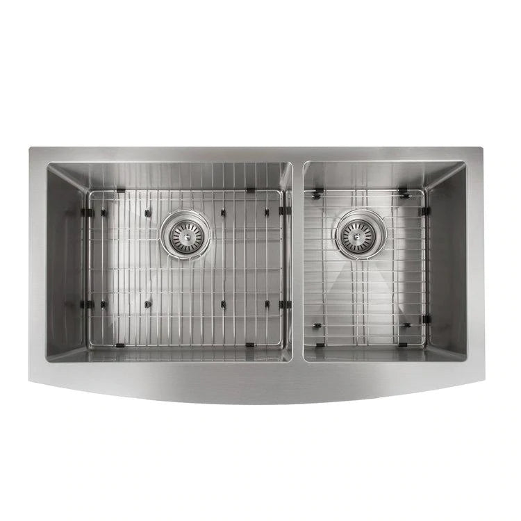 ZLINE 36" Courchevel Farmhouse Apron Mount Double Bowl Kitchen Sink with Bottom Grid (SA60D)