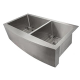 ZLINE 36" Courchevel Farmhouse Apron Mount Double Bowl Kitchen Sink with Bottom Grid (SA60D)