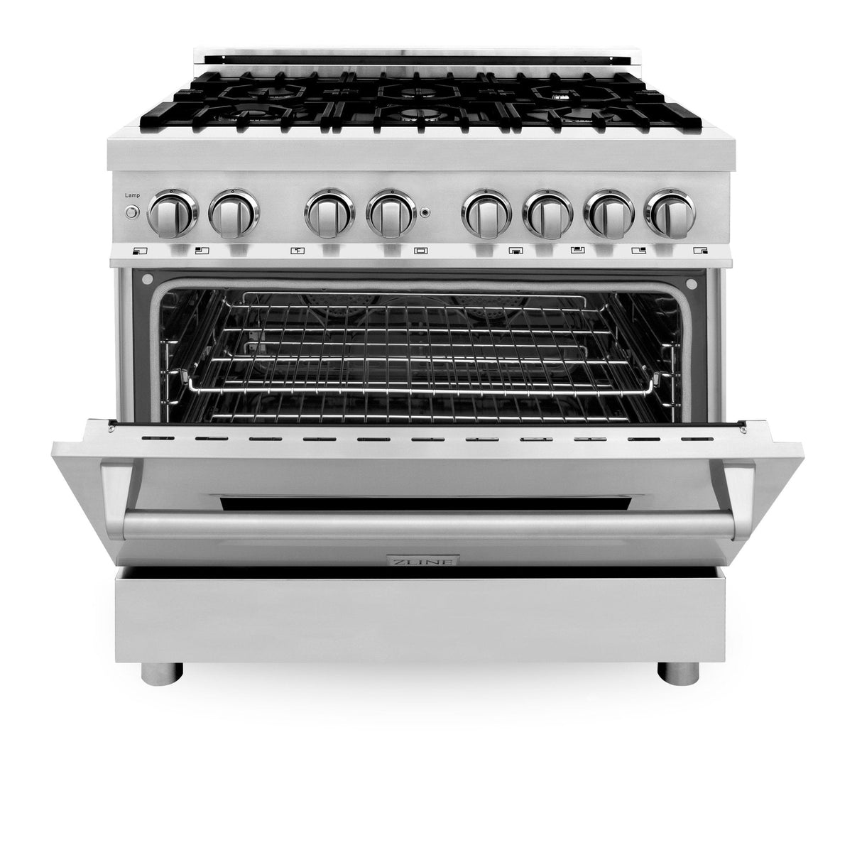 ZLINE 36" Dual Fuel Range with Gas Stove and Electric Oven in Stainless Steel with Color Door Options (RA36)