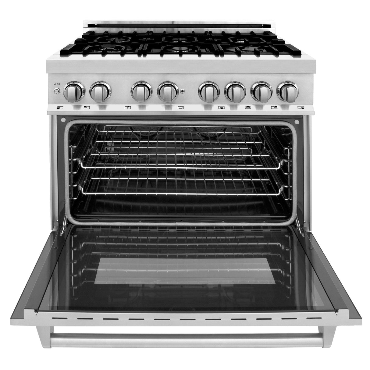 ZLINE 36" Dual Fuel Range with Gas Stove and Electric Oven in Stainless Steel with Color Door Options (RA36)