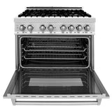 ZLINE 36" Dual Fuel Range with Gas Stove and Electric Oven in Stainless Steel with Color Door Options (RA36)
