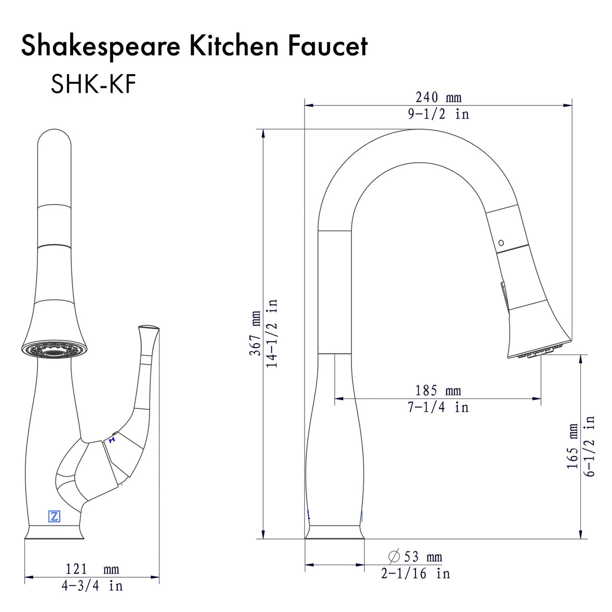 ZLINE Shakespeare Kitchen Faucet with Color Options (SHK-KF)