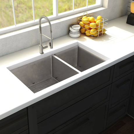 ZLINE 36" Chamonix Undermount Double Bowl Kitchen Sink with Bottom Grid (SR60D-36)
