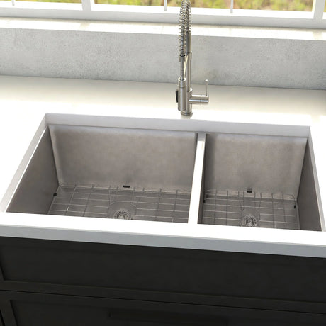 ZLINE 36" Chamonix Undermount Double Bowl Kitchen Sink with Bottom Grid (SR60D-36)