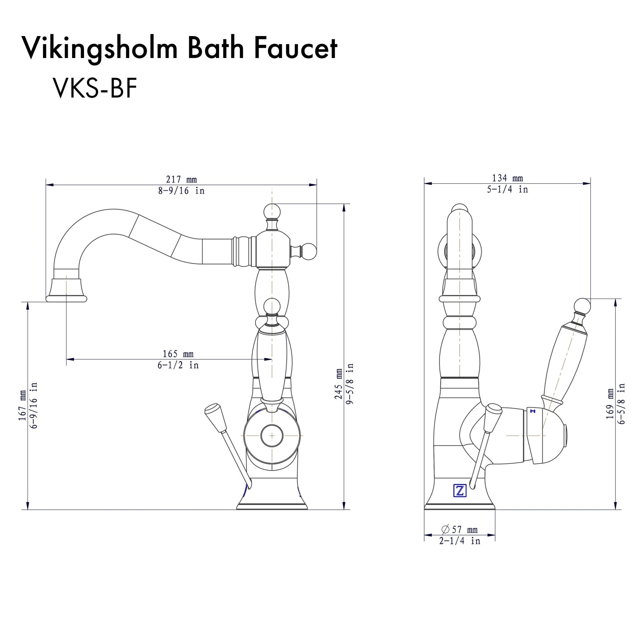 ZLINE Vikingsholm Bath Faucet with Color Options (VKS-BF)