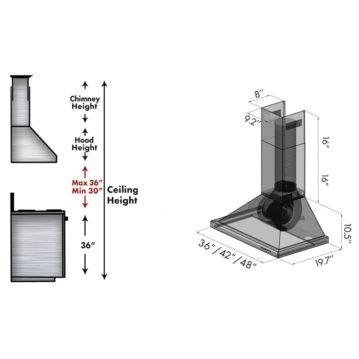 ZLINE Convertible Vent Wall Mount Range Hood in Stainless Steel (KB Series)